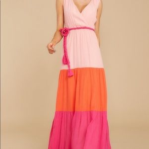 NWT Multicolor Pink Block Maxi Dress